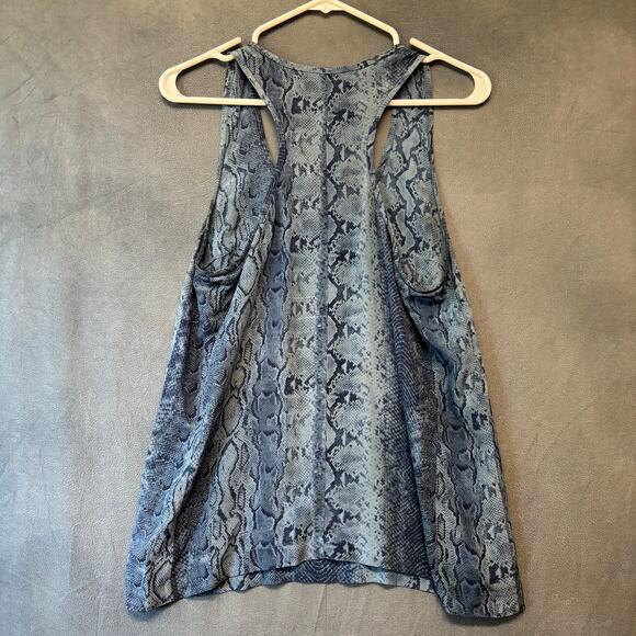 Joie Blue Gray Snakeskin Print Tank Top Racerback Medium Boho Chic Silk Minimal - Picture 2 of 10